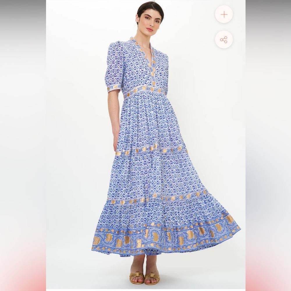Oliphant Floral Maxi Dress in Blue and Yellow